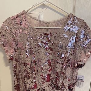 SLNY, S.L. Fashions Women's Sequin Lace Fit and Flare Dress